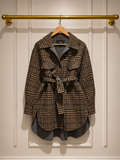 Maje Gavino Brushed Wool Plaid Belted Shacket | UK 8–10