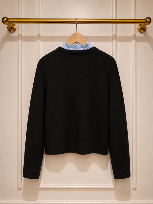 Sandro Black Ruffle Collar Cardigan — £100 Original RRP approx. £269