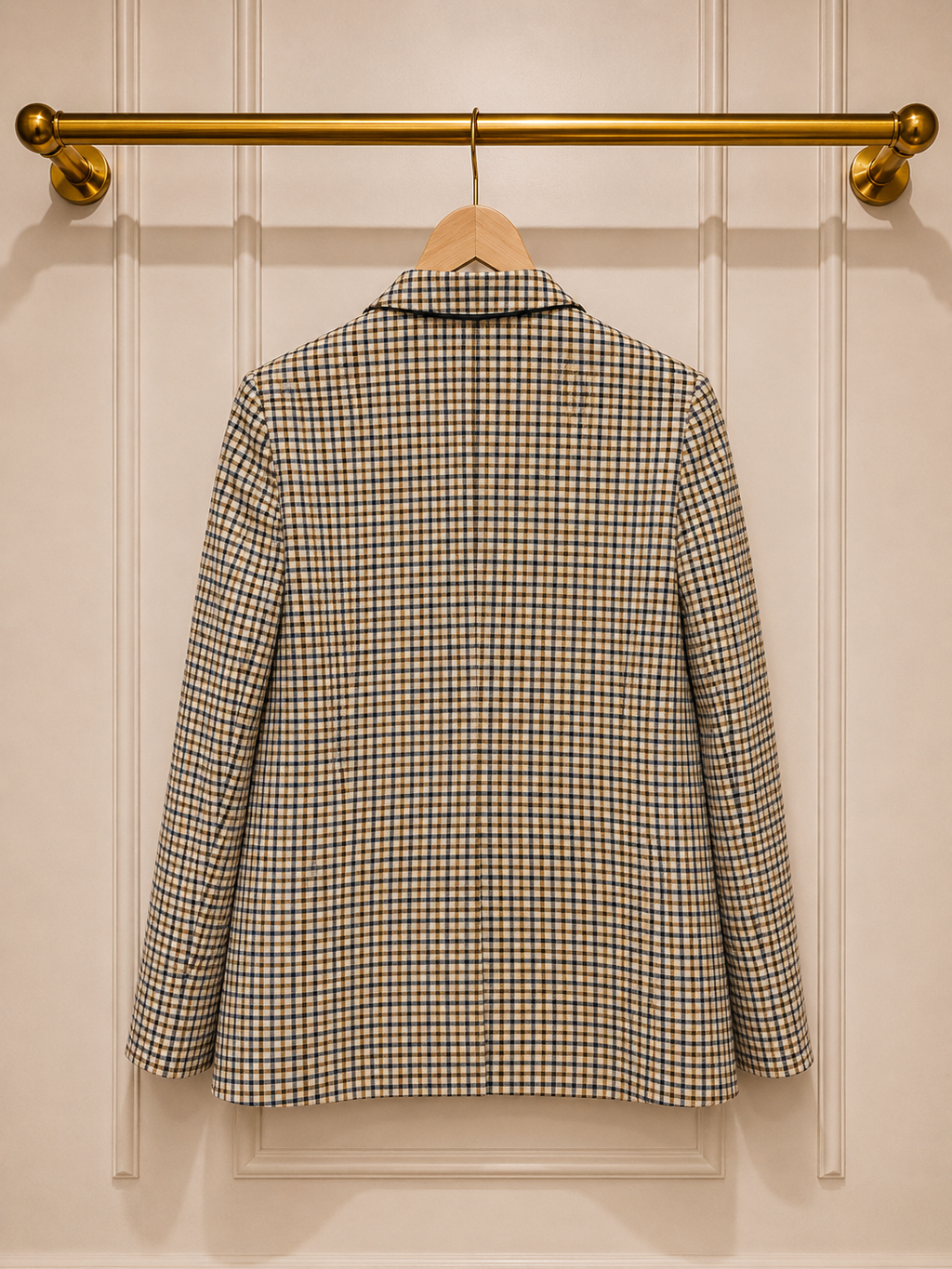 Sandro Relaxed Check Blazer with Oversized Buttons — Size 8–10