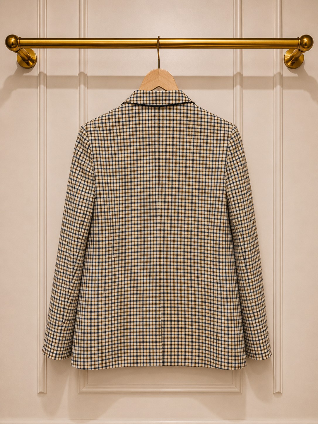 Sandro Relaxed Check Blazer with Oversized Buttons — Size 8–10