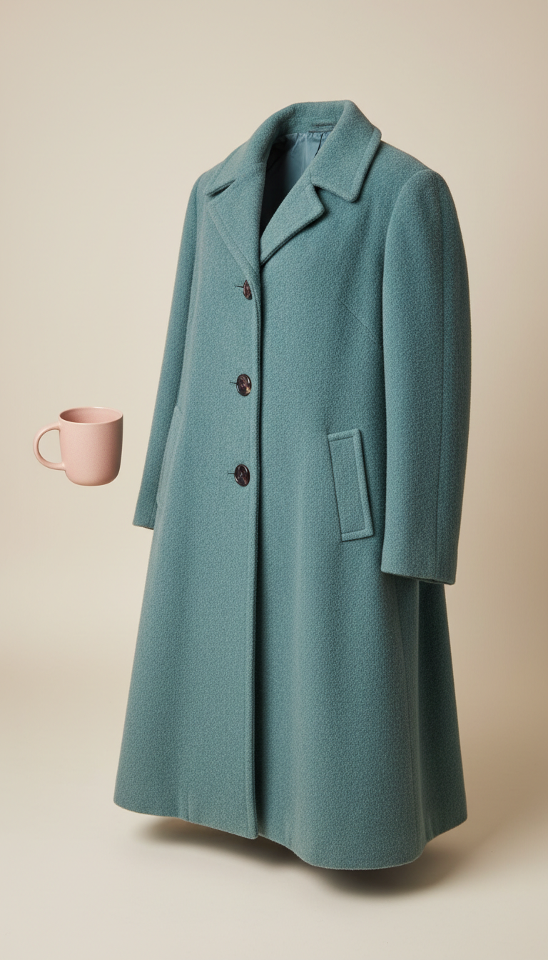 Vintage teal wool overcoat